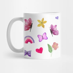 Watercolor cute flowers happy positivie stickers set Mug